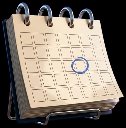 Illustration: a desk calendar with one day circled in blue
