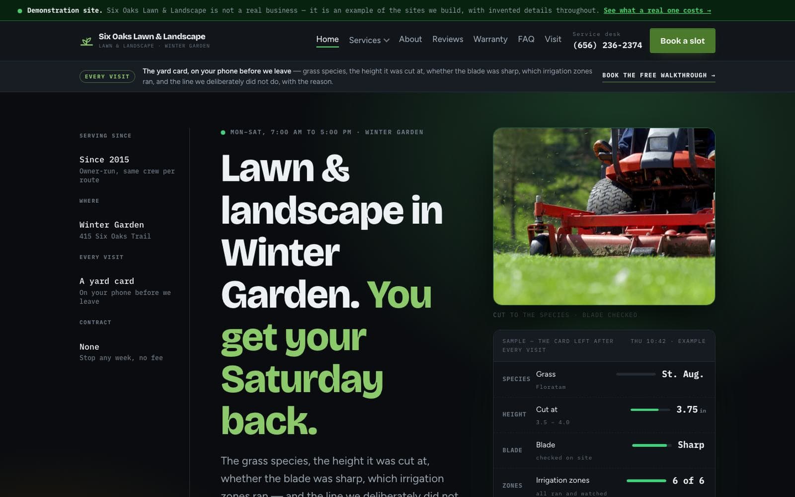 The landscaping site we built, open on a laptop