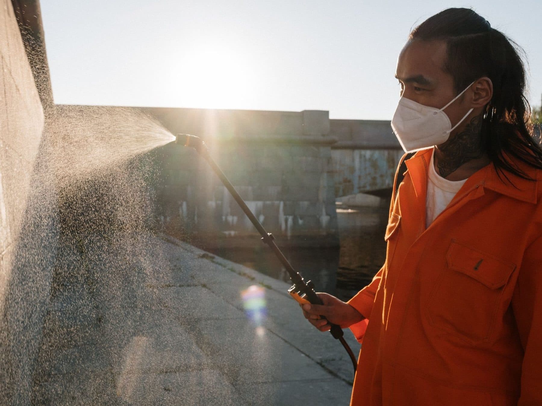 Pressure washing: a photograph from the sample site we built for the trade