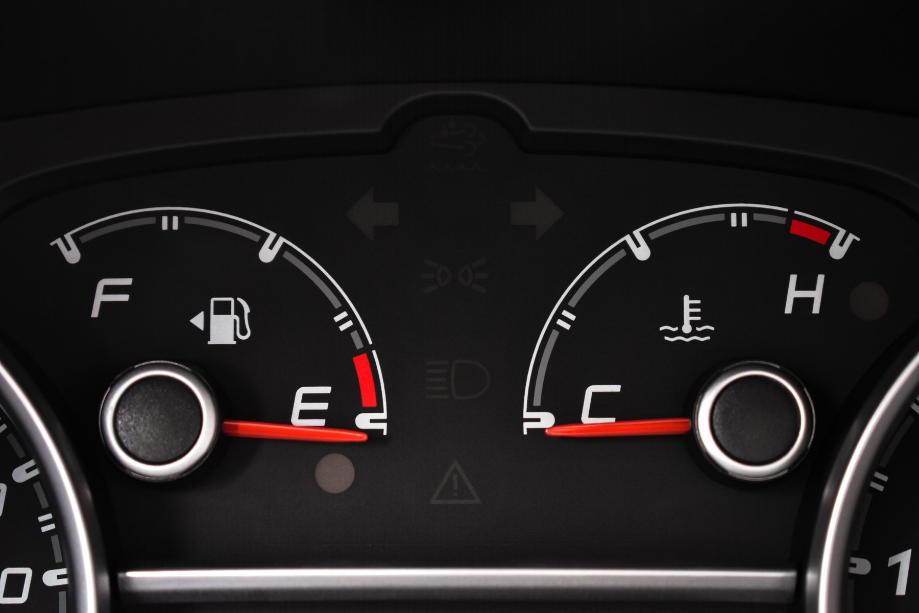 An engine oil temperature gauge, close up