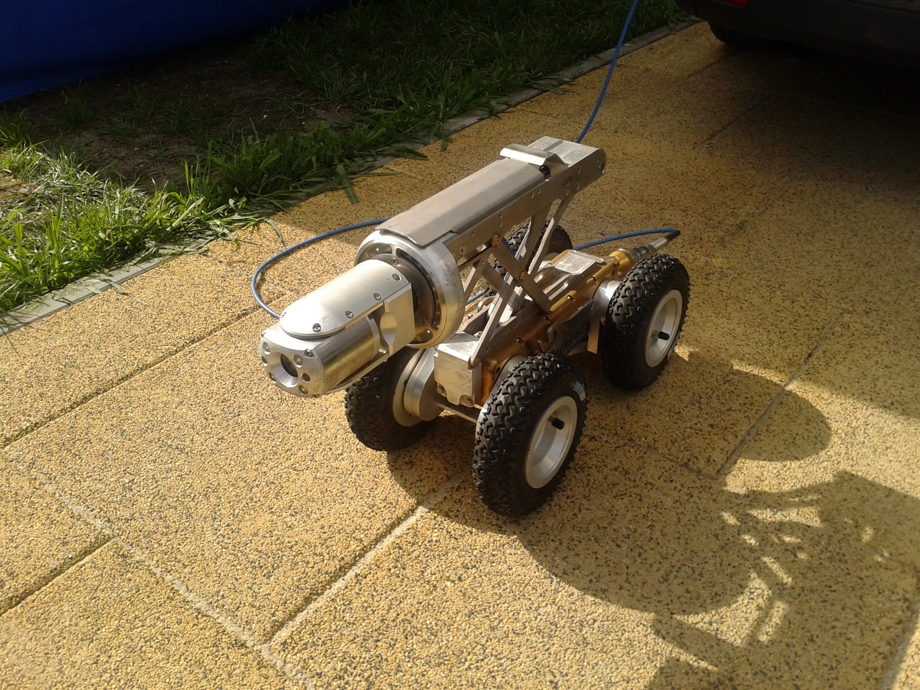 A sewer inspection crawler, the camera that is pushed down the line, on its wheels
