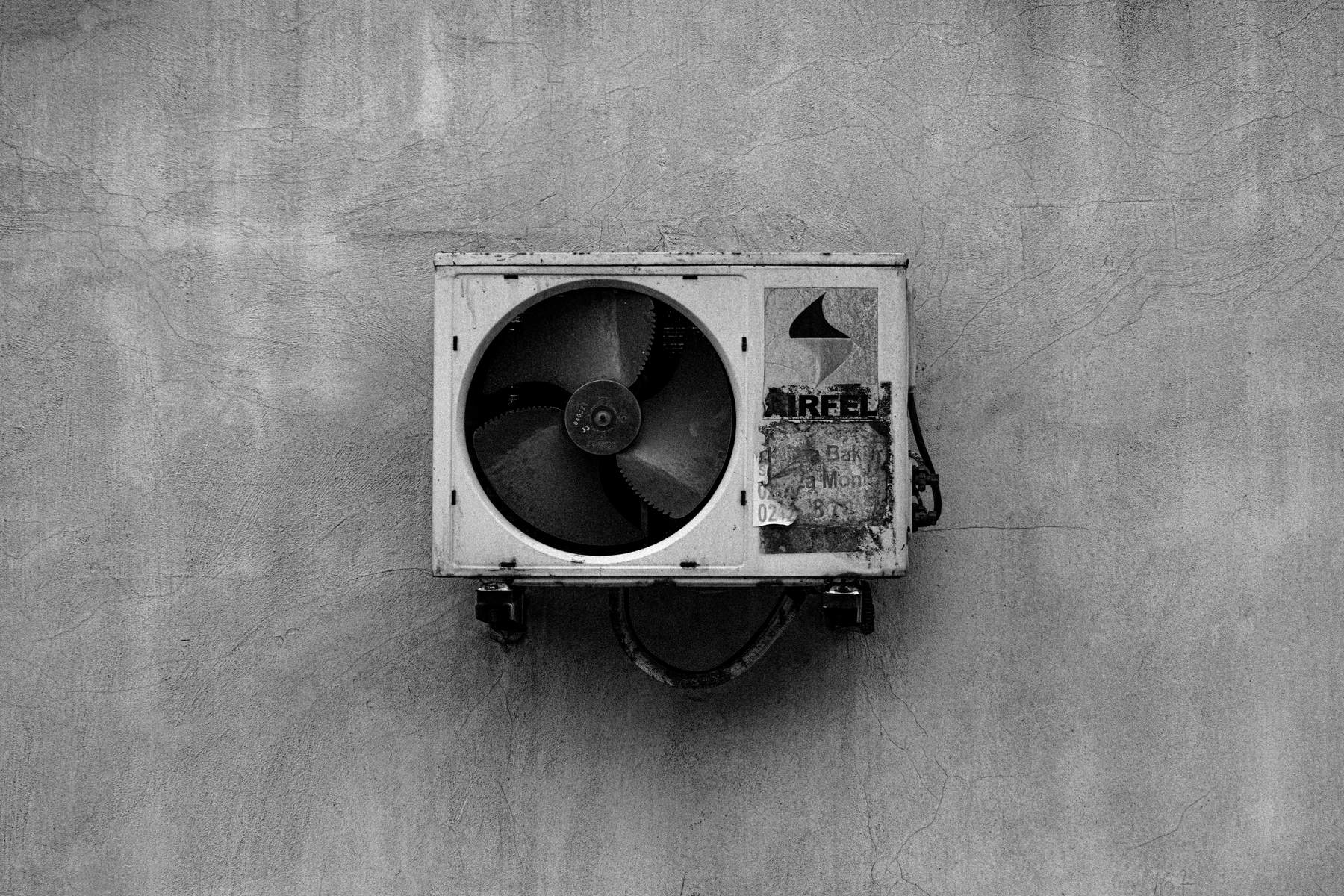 The fan louvres of a heat pump, close up