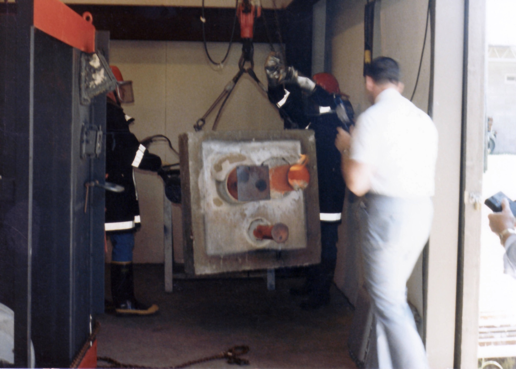 A domestic furnace installed in a utility space