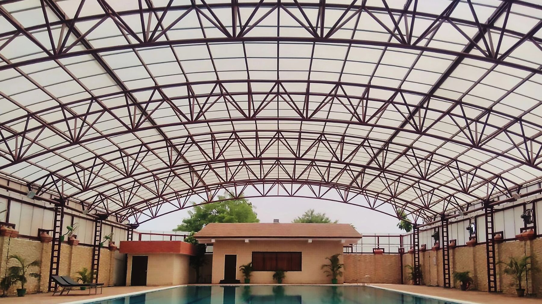 A cover drawn across a swimming pool