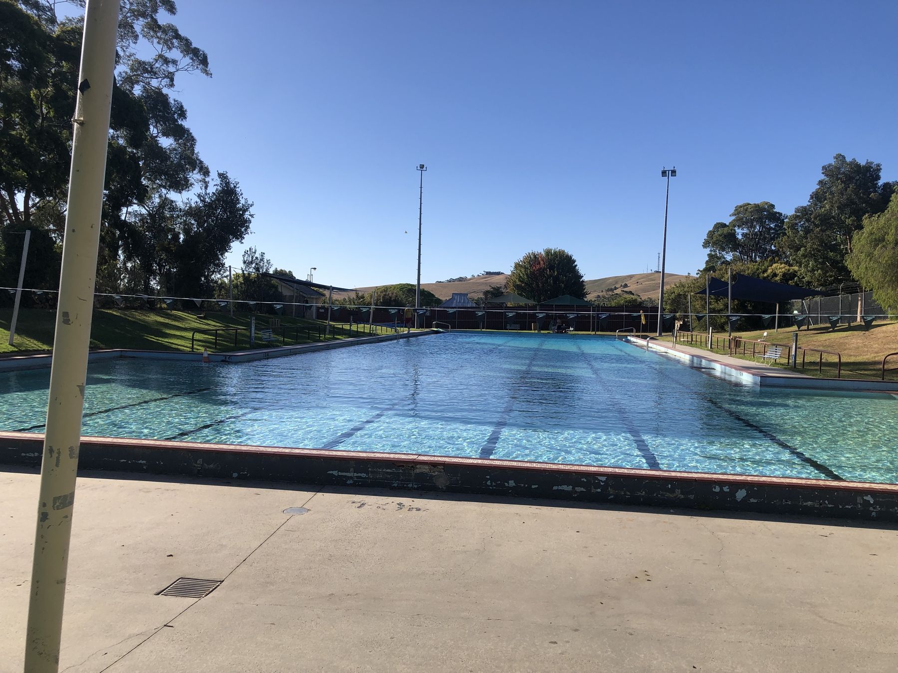 A long outdoor swimming pool
