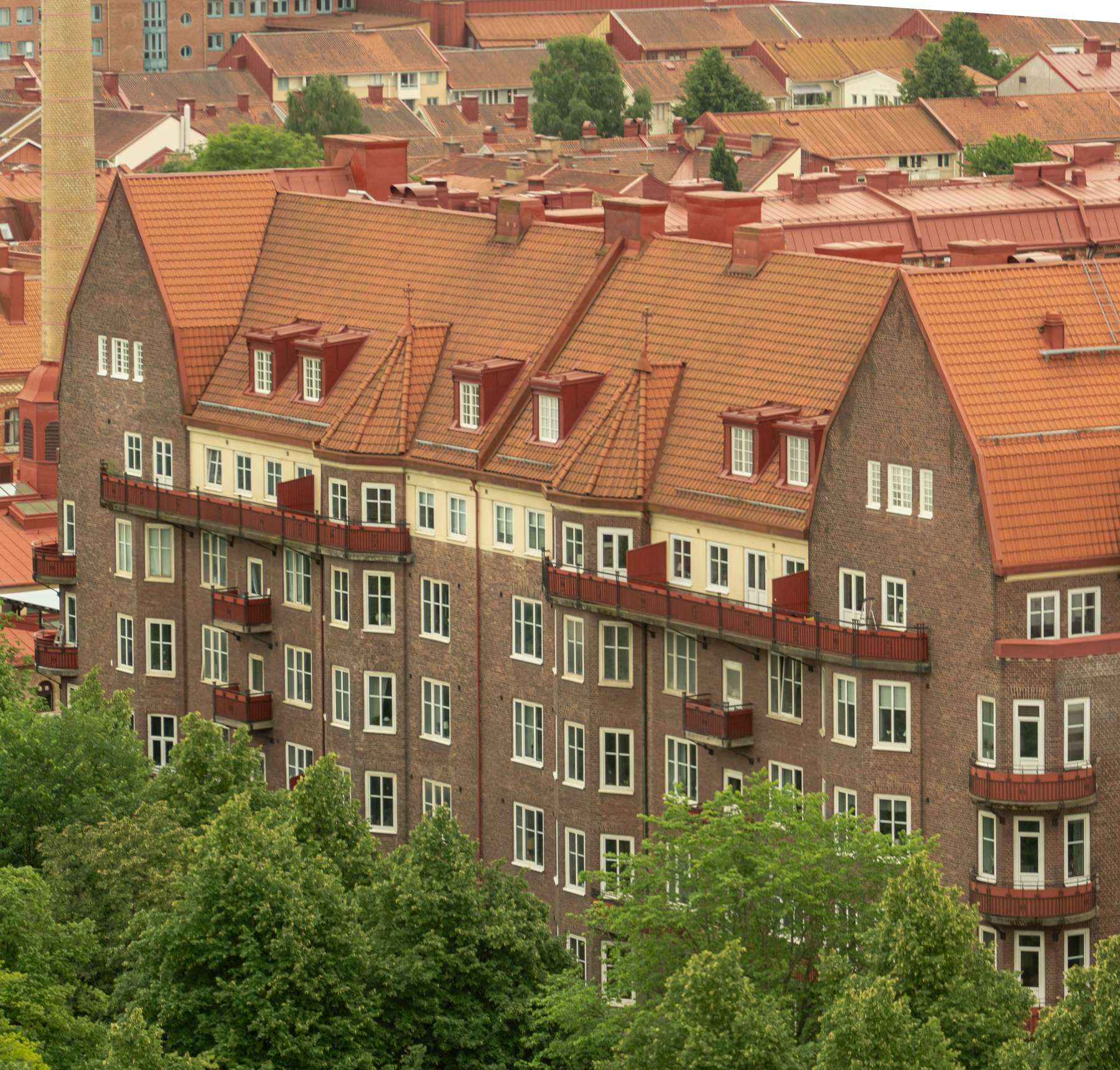 Rooftops across a residential neighbourhood