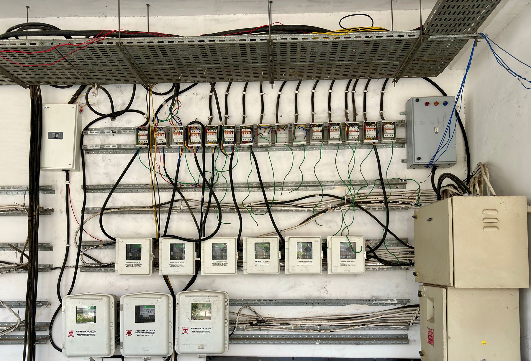 The control panel of a camper's electrical system