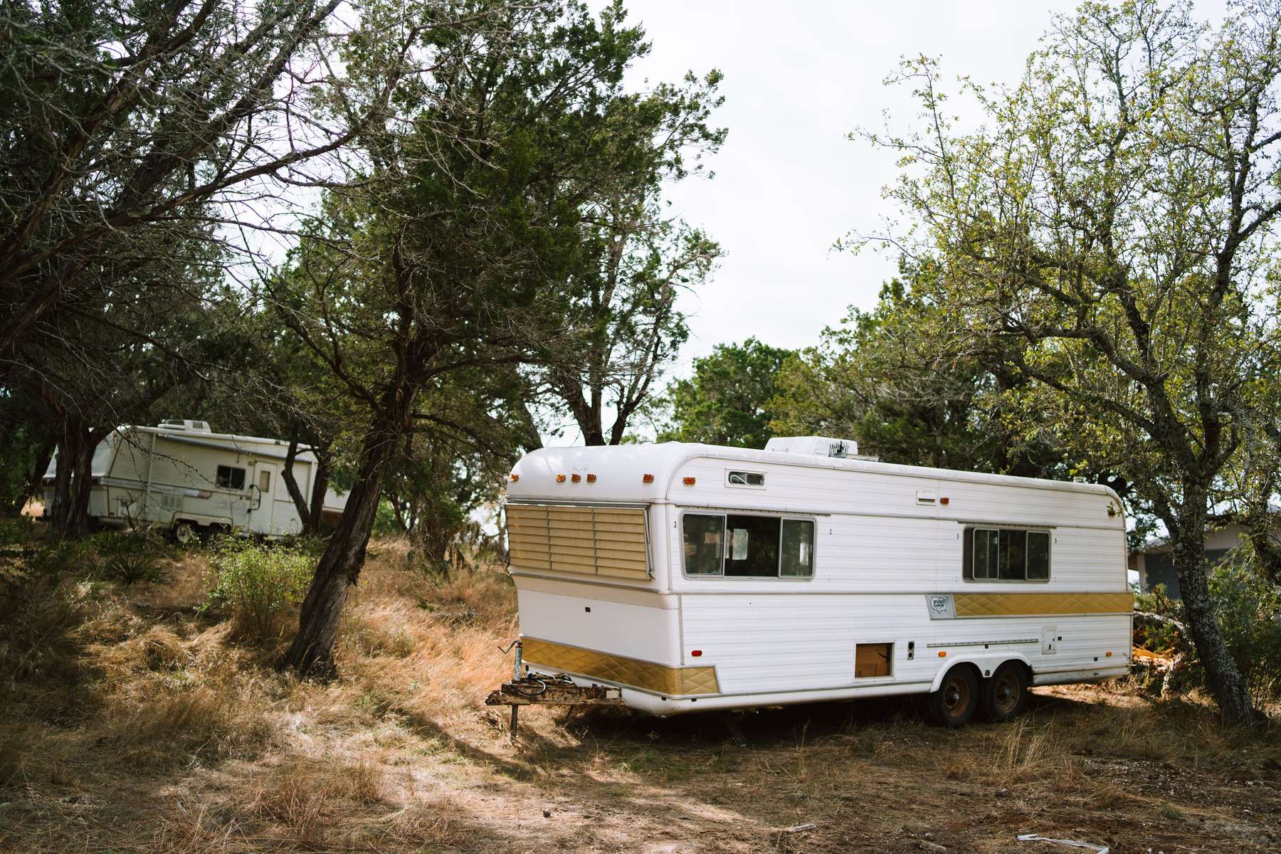 The sink and worktop in a camper galley
