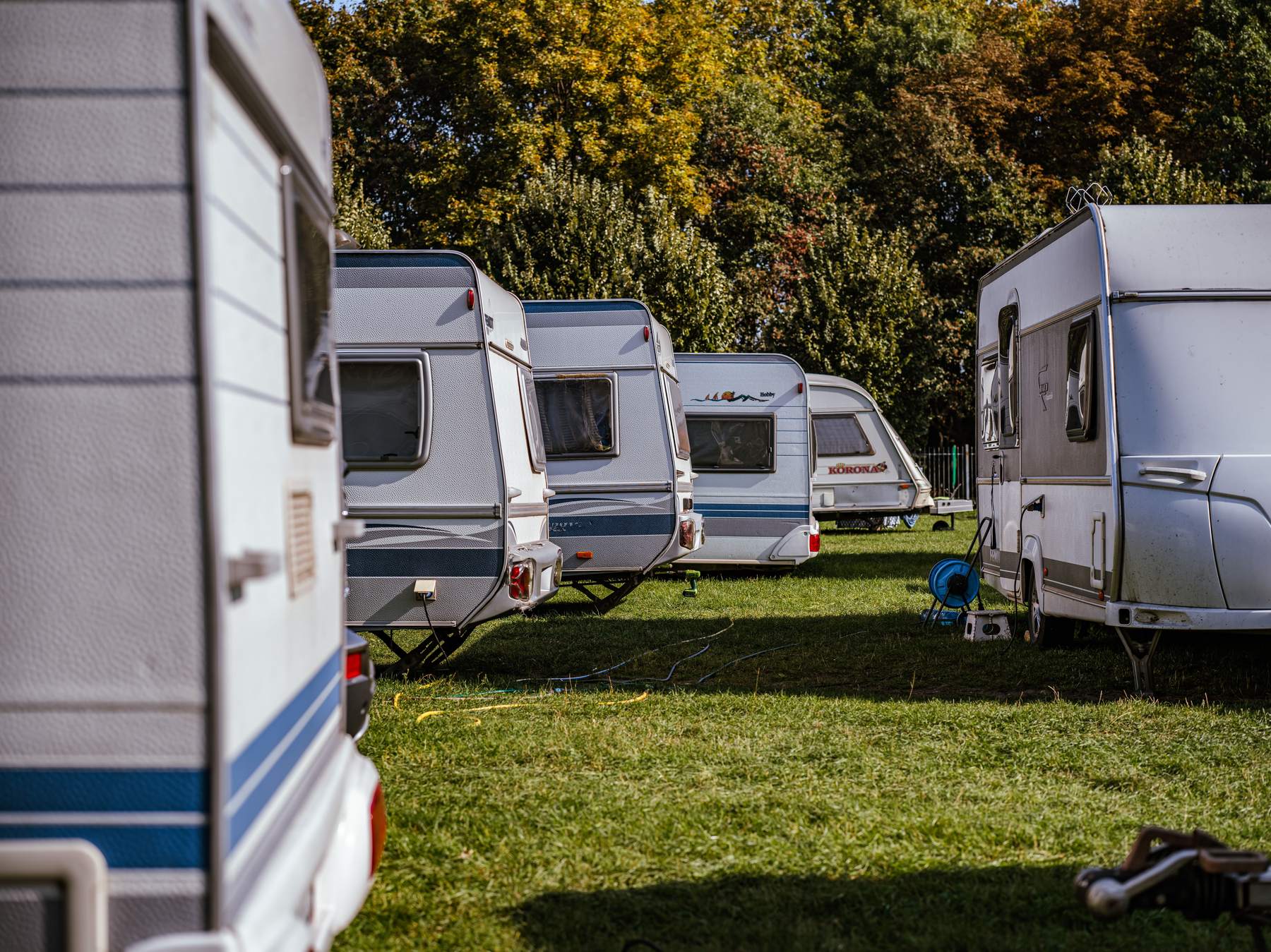 Motorhomes lined up at a stopover