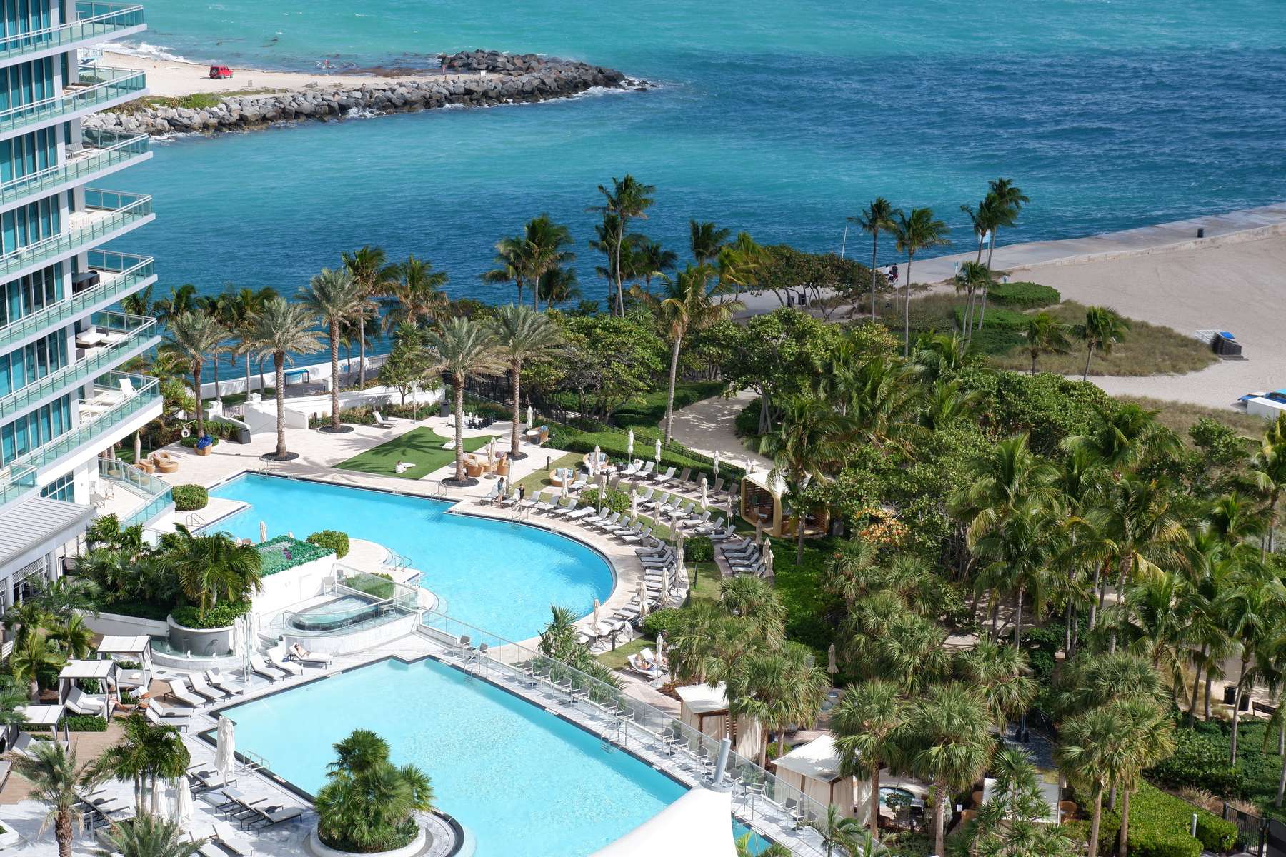 A resort pool deck in the Florida Keys