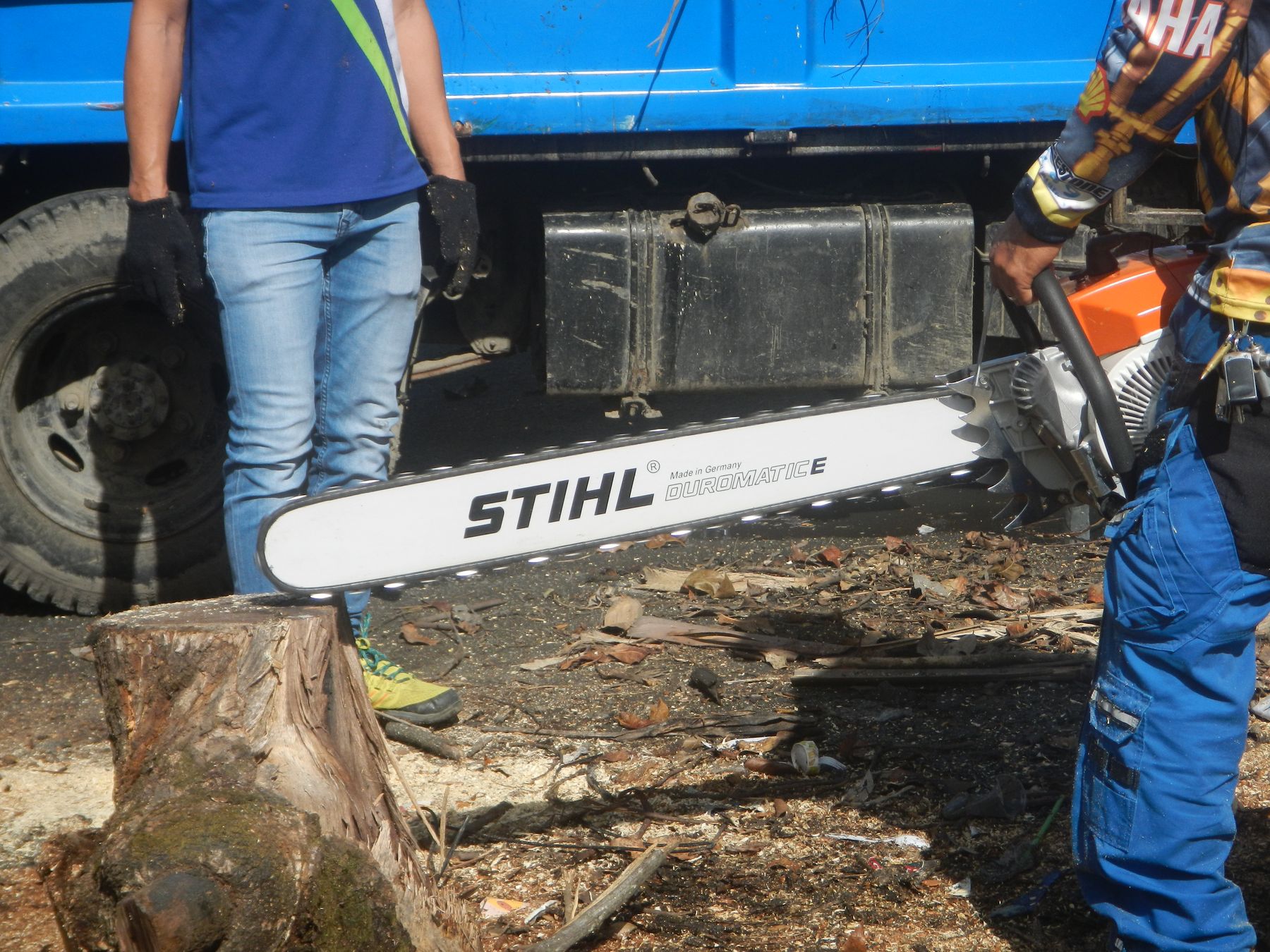 A chainsaw ready for work